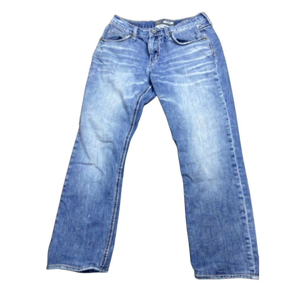 BKE Jake Men’s Jeans 29S Straight Leg Blue Wash Stretch Denim Faded Distressed
